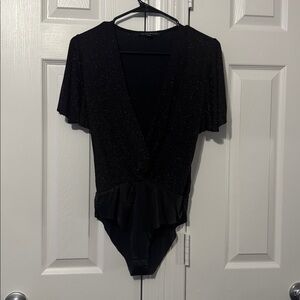 Haute Monde Black Glitter Bodysuit